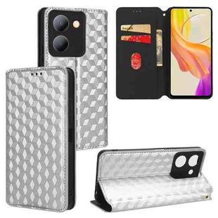 For vivo Y36 4G / 5G Oversea Cubic Grid Texture Flip Leather Phone Case(Silver)