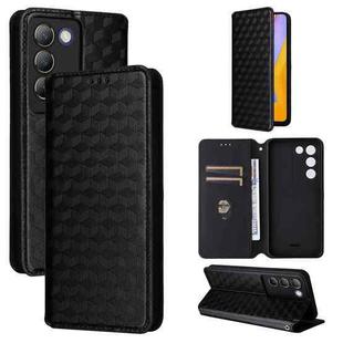 For vivo Y100 5G IDN / V30 Lite India Cubic Grid Texture Flip Leather Phone Case(Black)