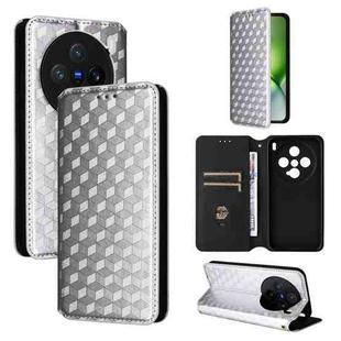 For vivo X200 Pro mini 5G Cubic Grid Texture Flip Leather Phone Case(Silver)