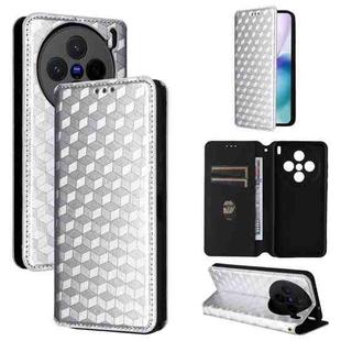 For vivo X200s 5G Cubic Grid Texture Flip Leather Phone Case(Silver)