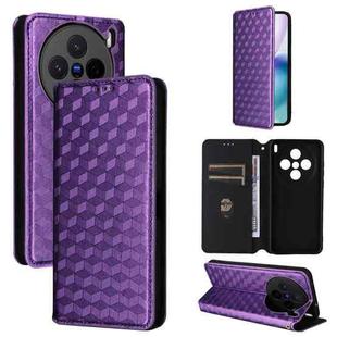 For vivo X200s 5G Cubic Grid Texture Flip Leather Phone Case(Purple)