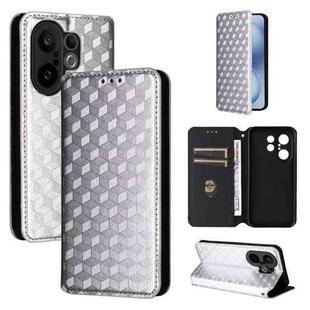 For vivo X200 FE 5G / S30 Pro mini 5G Cubic Grid Texture Flip Leather Phone Case(Silver)