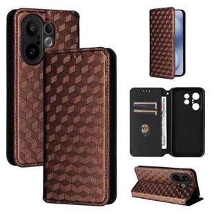 For vivo X200 FE 5G / S30 Pro mini 5G Cubic Grid Texture Flip Leather Phone Case(Brown)