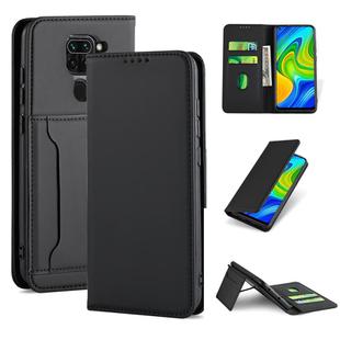 For Xiaomi Redmi 10X 4G Strong Magnetism Shockproof Horizontal Flip Liquid Feel Leather Case with Holder & Card Slots & Wallet(Black)