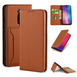 For Xiaomi Mi 9T / 9T Pro / Redmi K20 / K20 Pro Strong Magnetism Shockproof Horizontal Flip Liquid Feel Leather Case with Holder & Card Slots & Wallet(Brown)