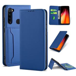 For Xiaomi Redmi Note 8 Strong Magnetism Shockproof Horizontal Flip Liquid Feel Leather Case with Holder & Card Slots & Wallet(Blue)