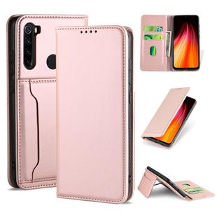 For Xiaomi Redmi Note 8 Strong Magnetism Shockproof Horizontal Flip Liquid Feel Leather Case with Holder & Card Slots & Wallet(Rose Gold)