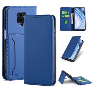 For Xiaomi Redmi Note 9 Pro / Note 9 Pro Max / Note 9s / Poco M2 Pro Strong Magnetism Shockproof Horizontal Flip Liquid Feel Leather Case with Holder & Card Slots & Wallet(Blue)