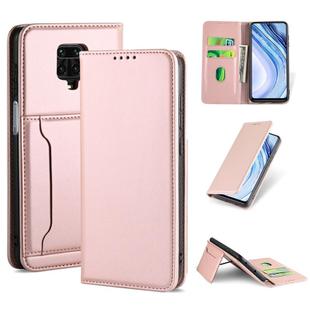 For Xiaomi Redmi Note 9 Pro / Note 9 Pro Max / Note 9s / Poco M2 Pro Strong Magnetism Shockproof Horizontal Flip Liquid Feel Leather Case with Holder & Card Slots & Wallet(Rose Gold)