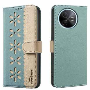 For vivo Y39 5G Splicing Color Hollow Flower Pattern RFID Leather Phone Case(Green)