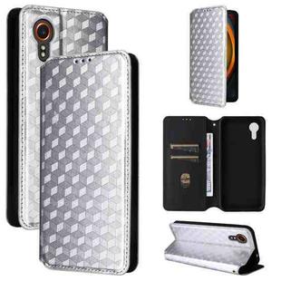 For Samsung Galaxy XCover7 Cubic Grid Texture Flip Leather Phone Case(Silver)