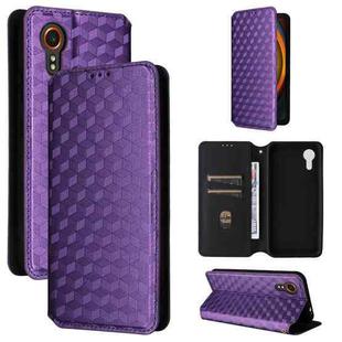 For Samsung Galaxy XCover7 Cubic Grid Texture Flip Leather Phone Case(Purple)