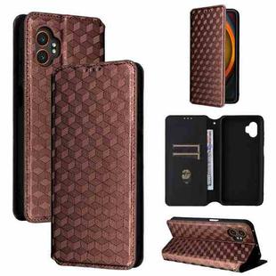 For Samsung Galaxy XCover 7 Pro Cubic Grid Texture Flip Leather Phone Case(Brown)