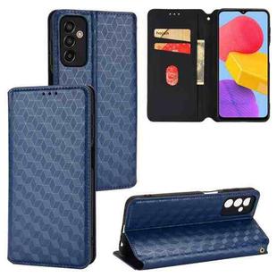 For Samsung Galaxy M13 4G Cubic Grid Texture Flip Leather Phone Case(Blue)