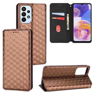 For Samsung Galaxy M23 / F23 / A23 Cubic Grid Texture Flip Leather Phone Case(Brown)