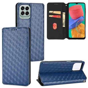 For Samsung Galaxy M33 5G Cubic Grid Texture Flip Leather Phone Case(Blue)