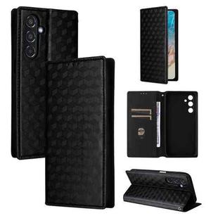 For Samsung Galaxy M35 Cubic Grid Texture Flip Leather Phone Case(Black)