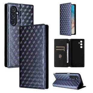 For Samsung Galaxy M35 Cubic Grid Texture Flip Leather Phone Case(Blue)