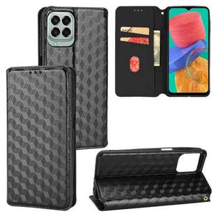For Samsung Galaxy M53 Cubic Grid Texture Flip Leather Phone Case(Black)