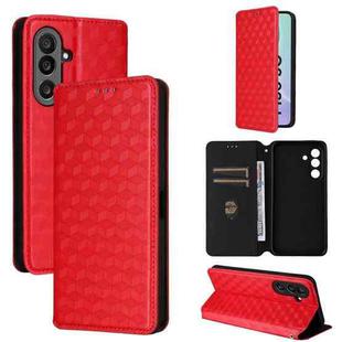 For Samsung Galaxy M56 5G Cubic Grid Texture Flip Leather Phone Case(Red)