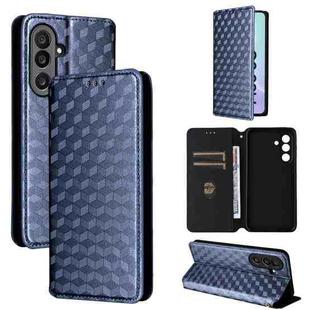 For Samsung Galaxy M56 5G Cubic Grid Texture Flip Leather Phone Case(Blue)