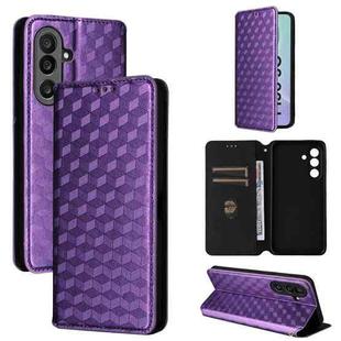 For Samsung Galaxy M56 5G Cubic Grid Texture Flip Leather Phone Case(Purple)