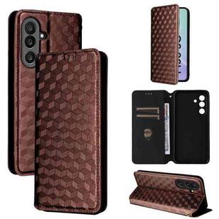 For Samsung Galaxy M56 5G Cubic Grid Texture Flip Leather Phone Case(Brown)
