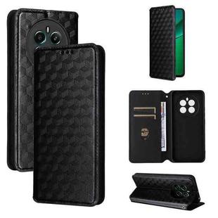 For Realme 12+ 5G Cubic Grid Texture Flip Leather Phone Case(Black)
