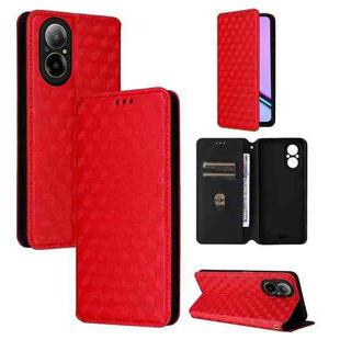 For Realme 12 Lite 4G / C67 4G Cubic Grid Texture Flip Leather Phone Case(Red)