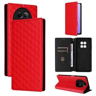For Realme 12 5G / 12x 5G Cubic Grid Texture Flip Leather Phone Case(Red)