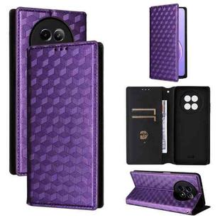 For Realme 12 5G / 12x 5G Cubic Grid Texture Flip Leather Phone Case(Purple)