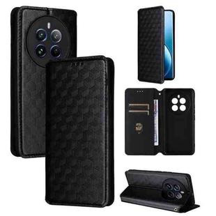 For Realme 12 Pro 5G / 12 Cubic Grid Texture Flip Leather Phone Case(Black)
