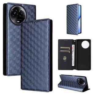 For Realme 11 5G Global / 11X 5G Cubic Grid Texture Flip Leather Phone Case(Blue)