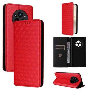 For Realme 14 Pro+ 5G Cubic Grid Texture Flip Leather Phone Case(Red)