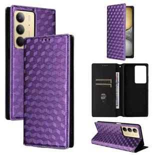 For Realme 14X 5G / C75 4G / V60 Pro 5G Cubic Grid Texture Flip Leather Phone Case(Purple)