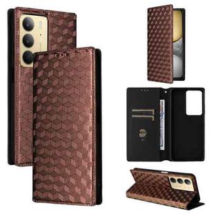 For Realme 14X 5G / C75 4G / V60 Pro 5G Cubic Grid Texture Flip Leather Phone Case(Brown)