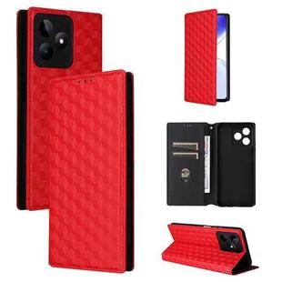 For Realme C53 5G / Narzo N53 4G Cubic Grid Texture Flip Leather Phone Case(Red)