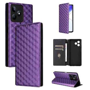 For Realme C53 5G / Narzo N53 4G Cubic Grid Texture Flip Leather Phone Case(Purple)