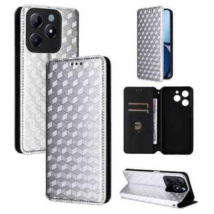 For Realme C63 4G / C61 4G / Narzo N63 4G Cubic Grid Texture Flip Leather Phone Case(Silver)