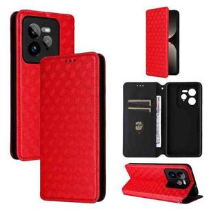 For Realme GT 7 Pro 5G Cubic Grid Texture Flip Leather Phone Case(Red)