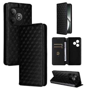 For Realme GT 6 / GT 6T Cubic Grid Texture Flip Leather Phone Case(Black)