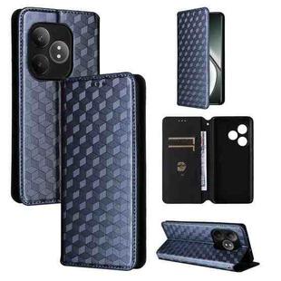 For Realme GT 6 / GT 6T Cubic Grid Texture Flip Leather Phone Case(Blue)
