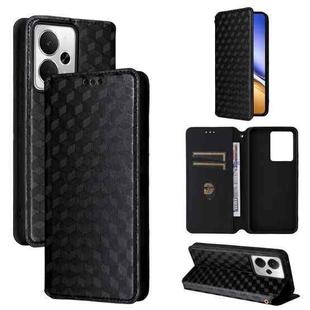 For Realme 14 5G Global Cubic Grid Texture Flip Leather Phone Case(Black)