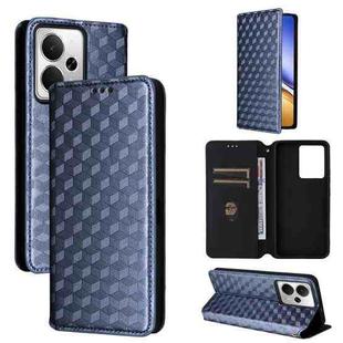 For Realme 14 5G Global Cubic Grid Texture Flip Leather Phone Case(Blue)