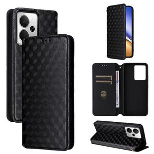 For Realme 14T 5G Cubic Grid Texture Flip Leather Phone Case(Black)