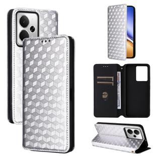 For Realme 14T 5G Cubic Grid Texture Flip Leather Phone Case(Silver)