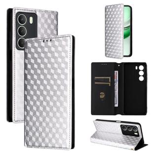 For Realme 14X 5G Malay / V70 / V70s Cubic Grid Texture Flip Leather Phone Case(Silver)