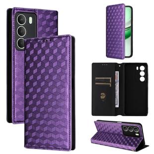 For Realme 14X 5G Malay / V70 / V70s Cubic Grid Texture Flip Leather Phone Case(Purple)