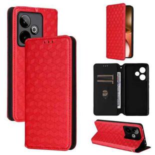 For Realme GT7 5G Cubic Grid Texture Flip Leather Phone Case(Red)