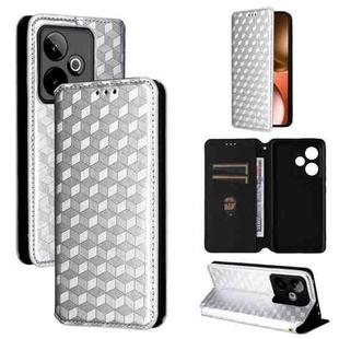 For Realme GT7 5G Cubic Grid Texture Flip Leather Phone Case(Silver)